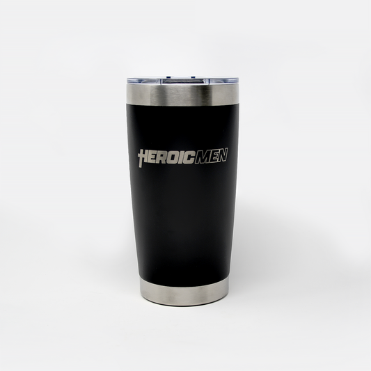 Heroic Men Engraved Black Stainless Steel Tumbler